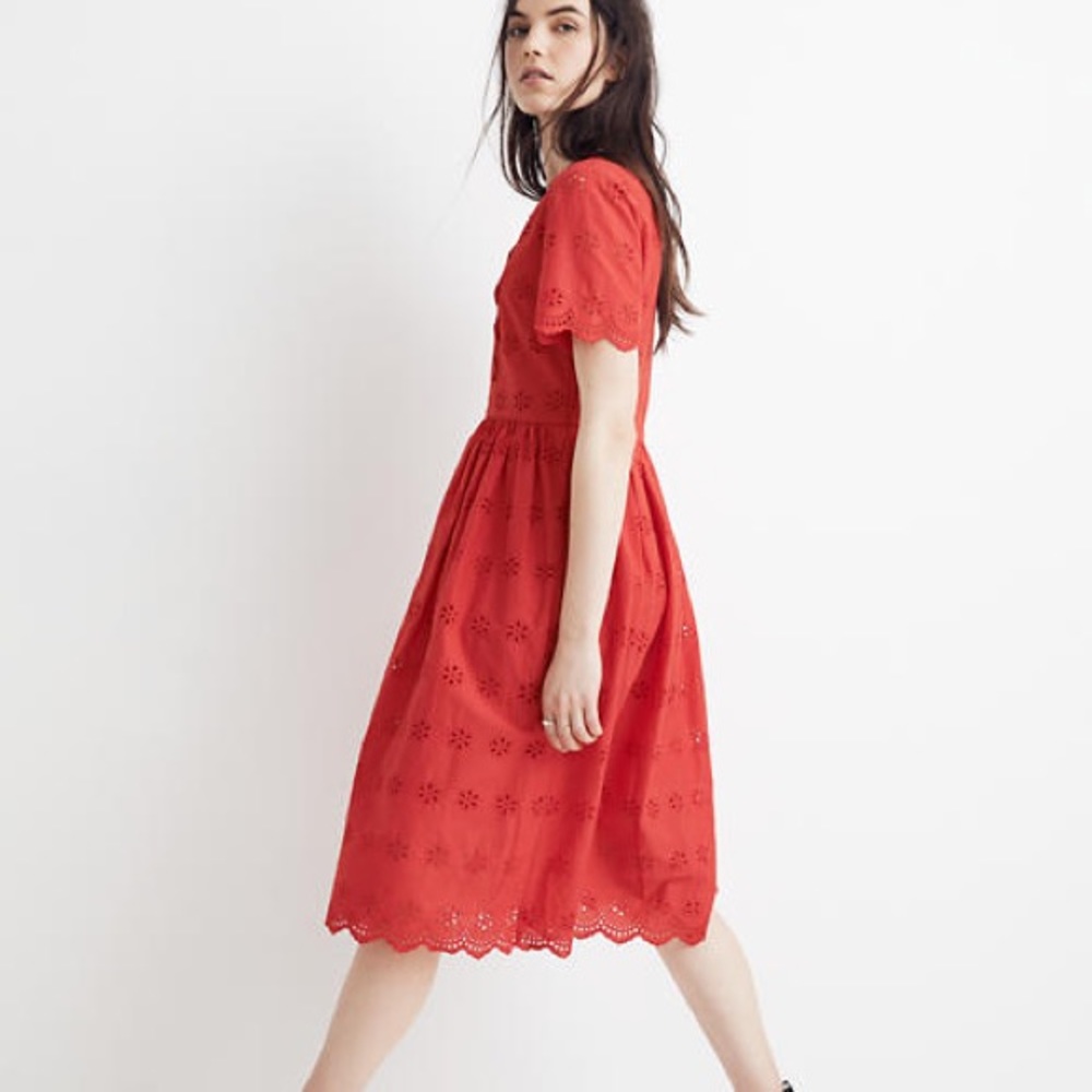 Madewell Scalloped Eyelet Midi Dress - 6